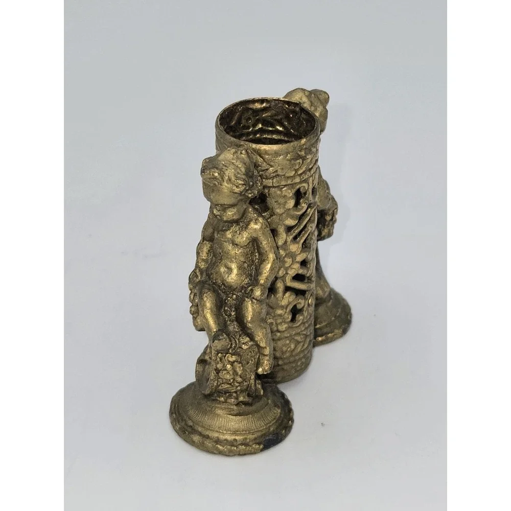 Hollywood Regency‎ Vintage Brass Cherub Lipstick Holder #350